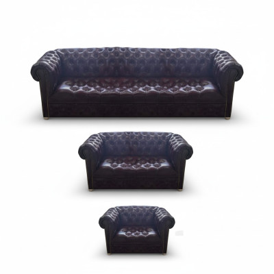 New Leather Complete 3-Piece Sofa Set Living Room Luxury Upholstered Furniture