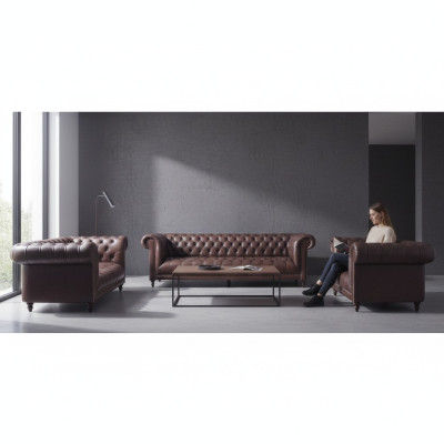 Chesterfield Luxury Complete 3-Piece Living Room Sofa Set Upholstered Furniture 4+2+1