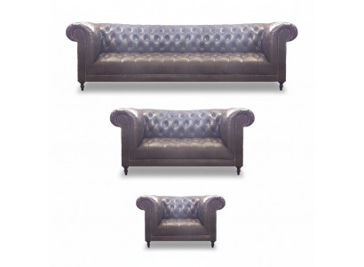 Chesterfield Luxury Complete 3-Piece Living Room Sofa Set Upholstered Furniture 4+2+1