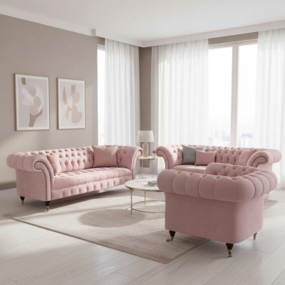 Living Room Luxury Complete Set New Couches Armchair Chesterfield Sofas Upholstered Furniture