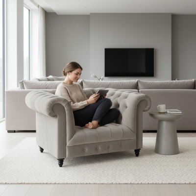 Chesterfield armchair living room upholstered furniture seating upholstered armchair new furnishing