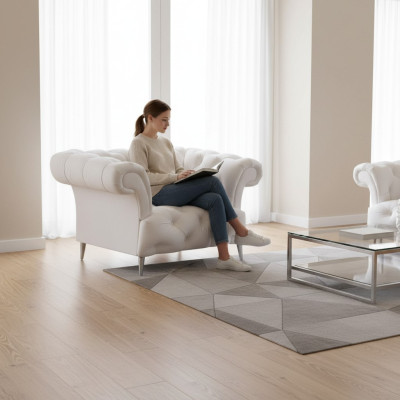 Chair White Chesterfield Upholstered Furniture Leather Seat Modern Interior New Furniture