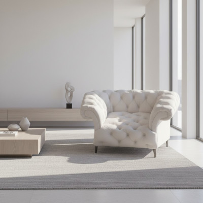 Chair White Chesterfield Upholstered Furniture Leather Seat Modern Interior New Furniture