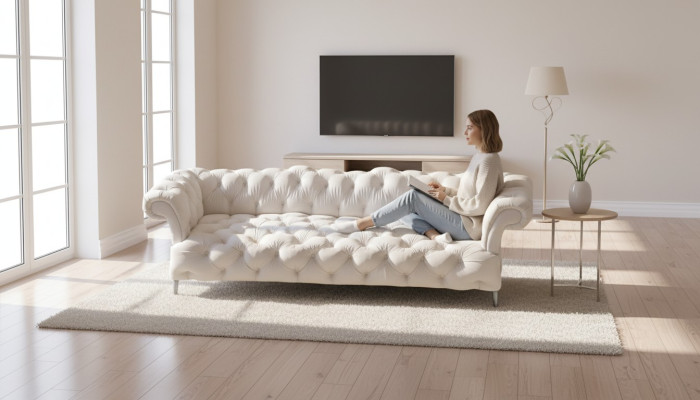 Modern sofa three-seater couch Chesterfield furniture upholstery living room