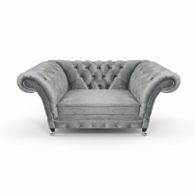 Living room designer armchair gray Chesterfield upholstered armchair luxury upholstered furniture