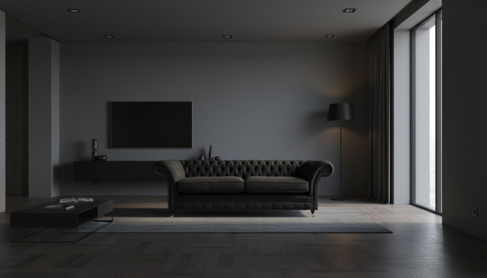Upholstered Furniture Black Upholstered Sofa Designer Sofa Two-Seater Couch New Chesterfield