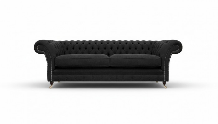 Upholstered Furniture Black Upholstered Sofa Designer Sofa Two-Seater Couch New Chesterfield