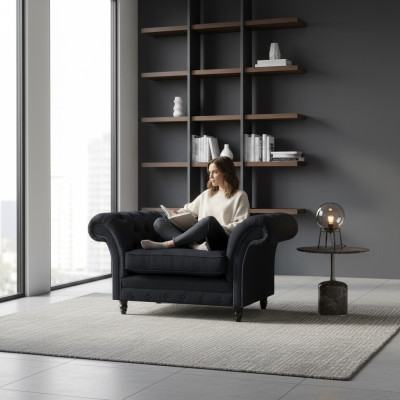 Living room blue designer armchair Chesterfield upholstered armchair furnishing