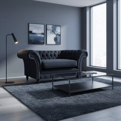 Living room blue designer armchair Chesterfield upholstered armchair furnishing
