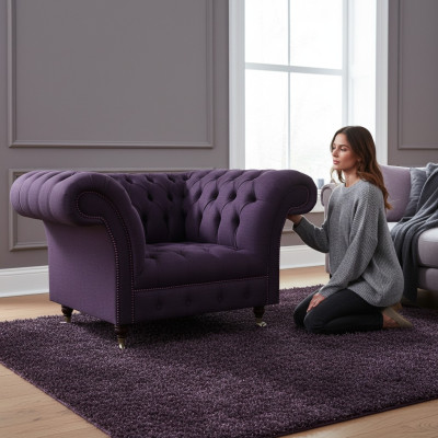 Upholstered Furniture Luxury Armchair Upholstered Seat Living Room Couch Purple Furniture Chesterfield