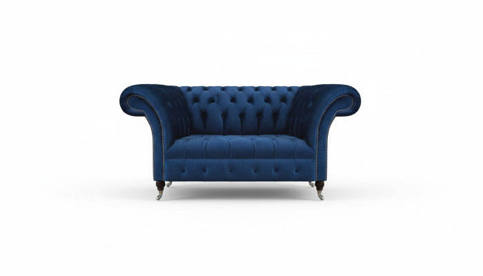 Living room sofa, two-seater couch, designer upholstered furniture, Chesterfield