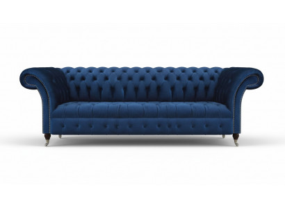 Blue Chesterfield Sofa Four-Seater Couch Designer Upholstered Furniture Living Room