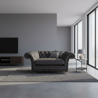 Gray upholstered furniture armchair designer furnishings living room new Chesterfield