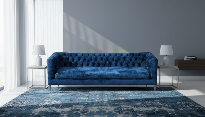 Modern upholstered furniture sofa three-seater couch furnishing Chesterfield fabric textile