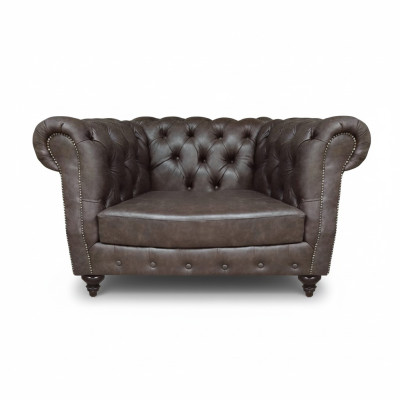 Armchair Living Room Brown Furniture Couch Upholstered Furniture Leather Seat Chesterfield