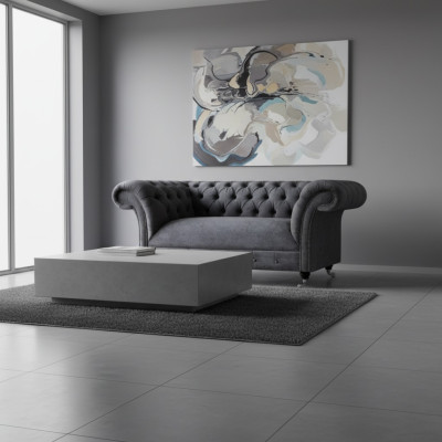 Luxury Sofa Two-Seater Couch Upholstered Furniture Living Room Gray Sofas Chesterfield