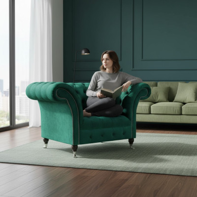 Luxury furniture armchair Chesterfield living room textile furniture upholstered furniture