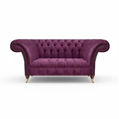 Lilac sofa two-seater couch living room furniture upholstery Chesterfield