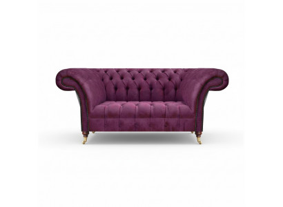 Lilac sofa two-seater couch living room furniture upholstery Chesterfield