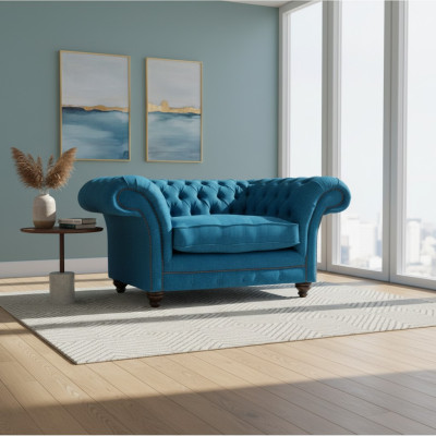 Luxury Blue Armchair Living Room Seat Furniture Chesterfield Upholstered Furniture Textile New