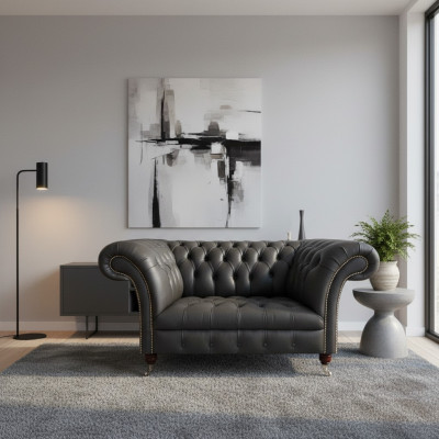 Living room black armchair new furniture leather seat couch upholstered furniture chesterfield