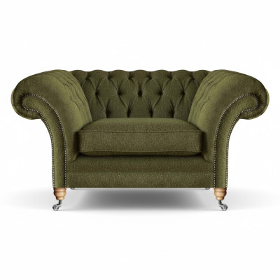 Luxury Armchair Modern Green Living Room Upholstered Furniture Textile Seat Chesterfield