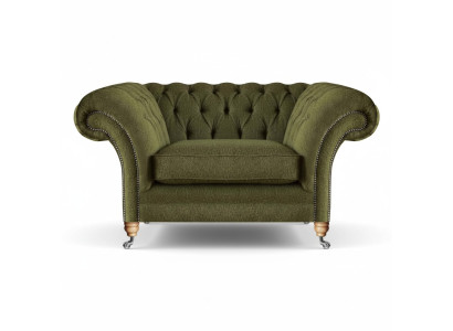 Luxury Armchair Modern Green Living Room Upholstered Furniture Textile Seat Chesterfield