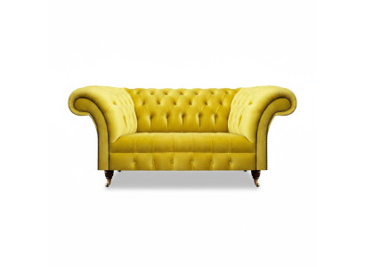 Two-seater sofa couch yellow modern interior design furniture Chesterfield