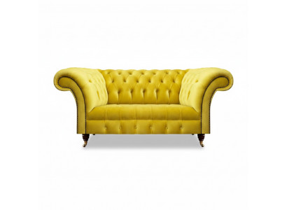 Two-seater sofa couch yellow modern interior design furniture Chesterfield