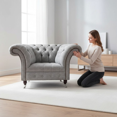 Living room armchair Chesterfield modern design furniture upholstery seating facility