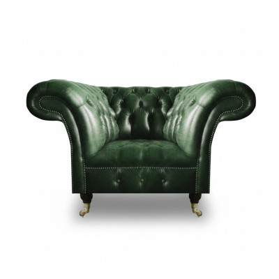 Green leather armchair living room Chesterfield luxury upholstered furniture design furniture