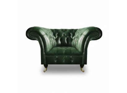 Green leather armchair living room Chesterfield luxury upholstered furniture design furniture