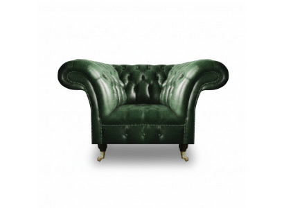 Green leather armchair living room Chesterfield luxury upholstered furniture design furniture