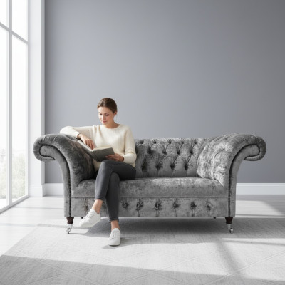 Living room two-seater sofa couch modern Chesterfield upholstered furniture new