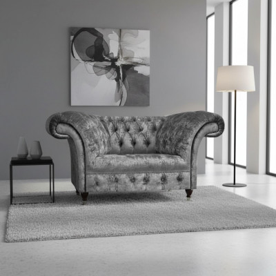 New grey armchair luxury textile upholstered furniture modern chesterfield seat living room