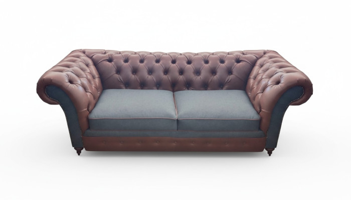 New luxury sofa couch two-seater brown leather living room chesterfield
