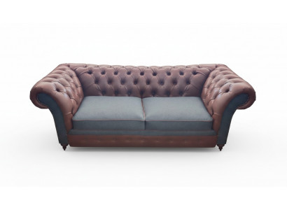 New luxury sofa couch two-seater brown leather living room chesterfield