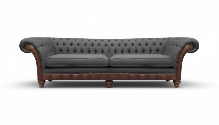 Gray Chesterfield Upholstered Sofa Couch Loveseat Living Room Textile New