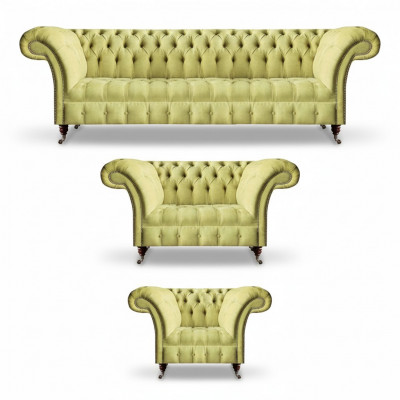 Living Room Sofa Set 3-Piece Luxury Seating Furniture Chesterfield Sofa Suite New