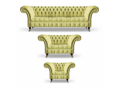 Living Room Sofa Set 3-Piece Luxury Seating Furniture Chesterfield Sofa Suite New