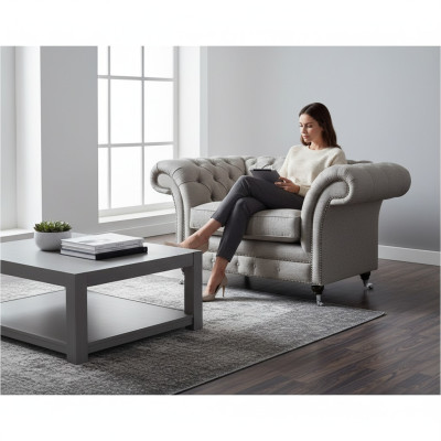Living room armchair new luxury furniture upholstery seat Chesterfield textile furniture