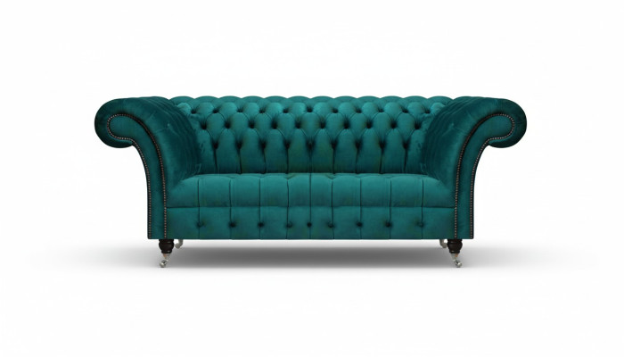 Design furniture green sofa couch three-seater furnishing Chesterfield upholstered sofa
