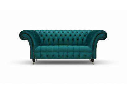 Design furniture green sofa couch three-seater furnishing Chesterfield upholstered sofa