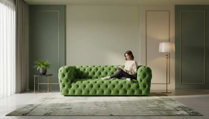 Modern luxury sofa couch three-seater Chesterfield upholstered sofa