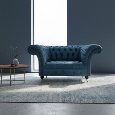 Modern luxury sofa couch two-seater blue Chesterfield textile sofas seating furniture