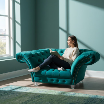 Living room textile armchair new seat Chesterfield seating designer upholstered furniture