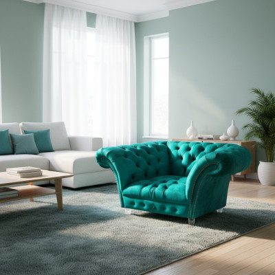 Living room textile armchair new seat Chesterfield seating designer upholstered furniture
