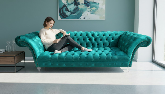 Chesterfield Luxury Modern Three-Seater Sofa Couch Designer Living Room New