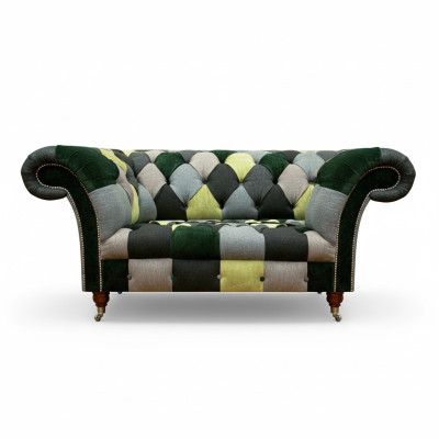 Multicolored Modern Sofa Couch Two-seater Textile Living Room Seating Furniture Chesterfield