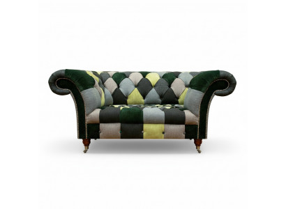 Multicolored Modern Sofa Couch Two-seater Textile Living Room Seating Furniture Chesterfield